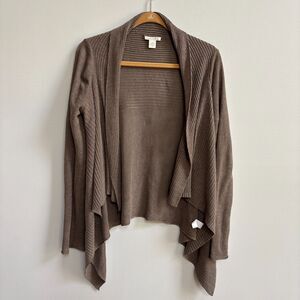 White + Warren 100% Linen Cardigan Sweater Women's M Beige Knit Beach Travel